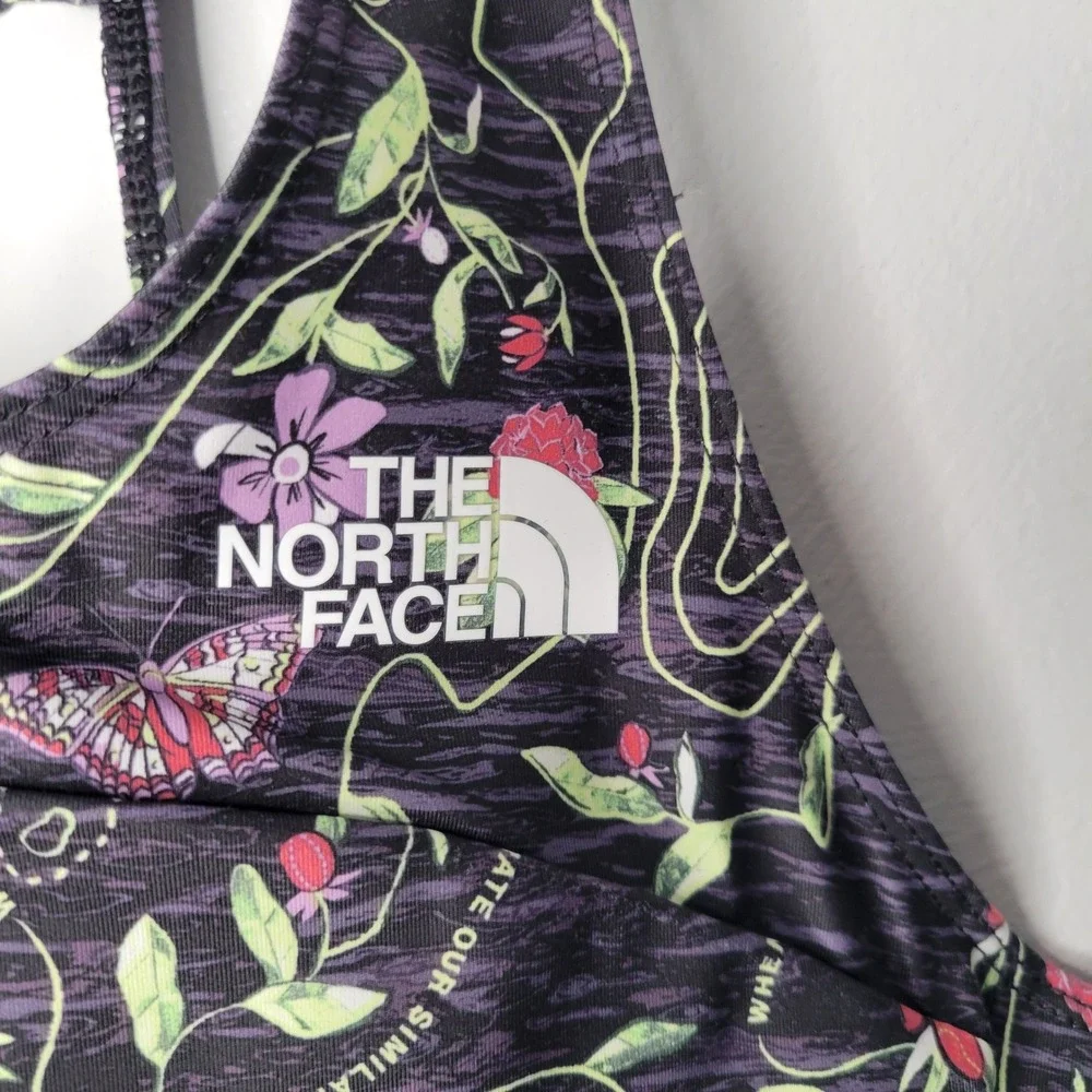 North Face Girls Never‎ Stop Bralette XL 14/16 Black Floral Athletic Performance